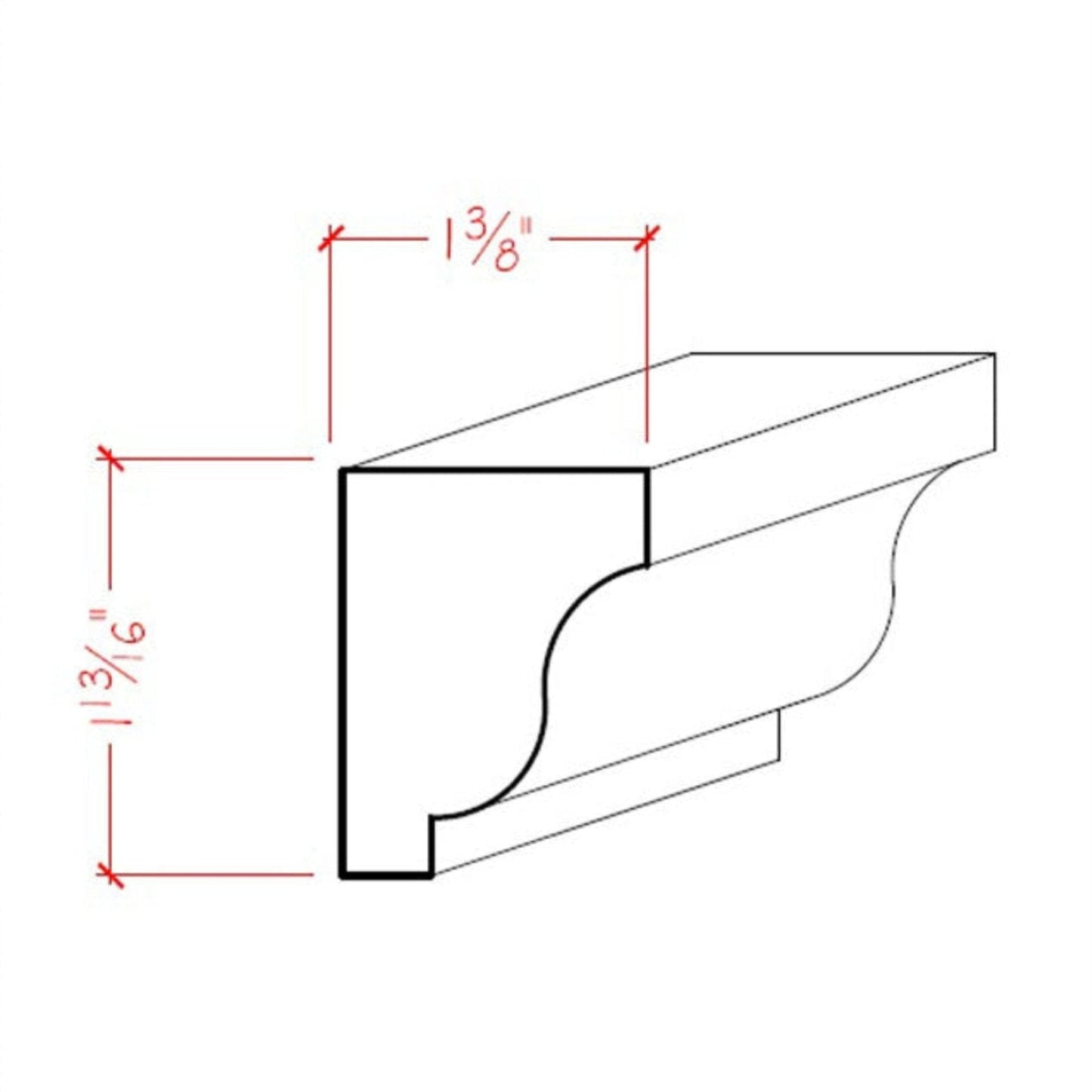 EWSC15 Solid Crown 1-3/4" High x 1-3/8" Deep Moulding. Unfinished