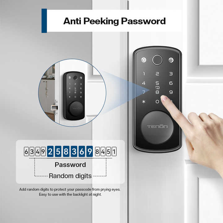 Smart Deadbolt Lock, Finger Print Key Access Digital Electronic Door Lock WiFi Network Password