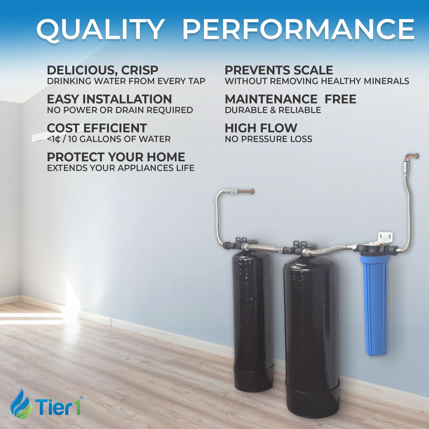 Tier1 Salt-Free Conditioner Bundle with Chlorine Filtration - TAC Scale Prevention System plus 900,000 Gallons of Clean, Fresh Water