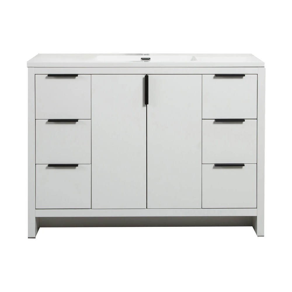Evana 48" W Freestanding Vanity with Sink Top White | LessCare