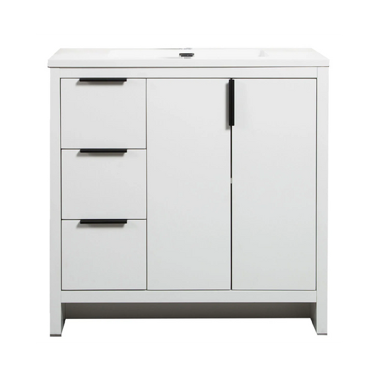 Evana 36" W Freestanding Vanity with Sink Top White | LessCare