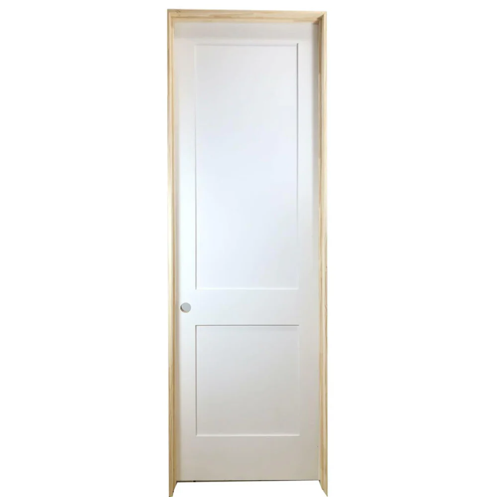 30 in x 96 in White 2-Panel Shaker Solid Core Primed MDF Prehung Interior Door