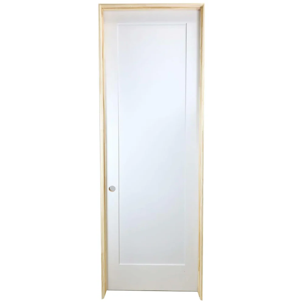 30 in x 80 in White 1-Panel Shaker Solid Core Primed MDF Prehung Interior Door