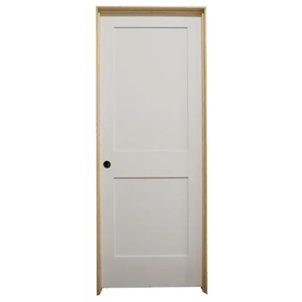 28 in x 80 in White 2-Panel Shaker Solid Core Primed MDF Prehung Interior Door