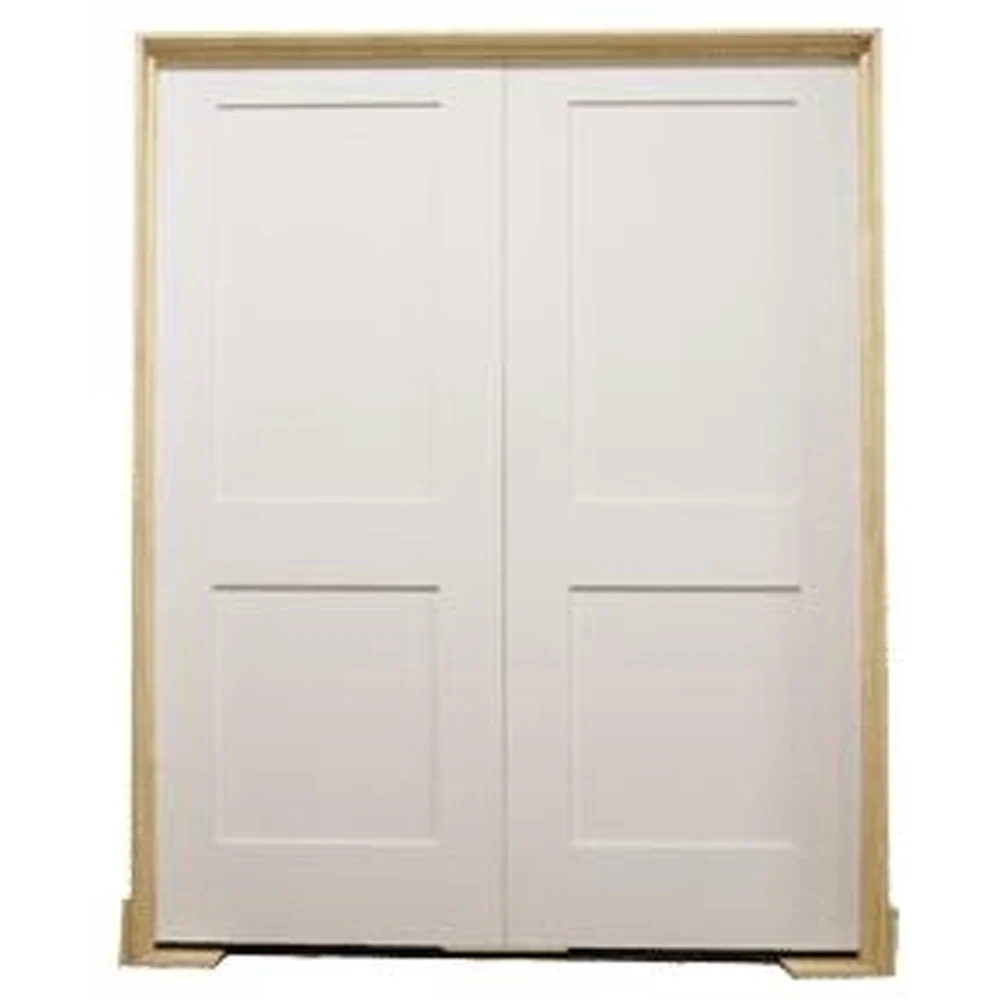 5/4x6/8 White Shaker 2-Panel Solid Core Primed MDF Prehung Interior French Door
