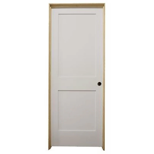 30 in x 80 in White 2-Panel Shaker Solid Core Primed MDF Prehung Interior Door