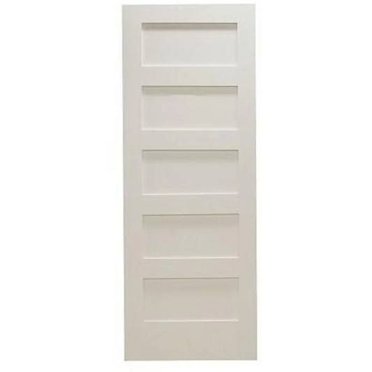 30 in x 80 in Shaker 5-Panel Solid Core Primed MDF Interior Door Slab
