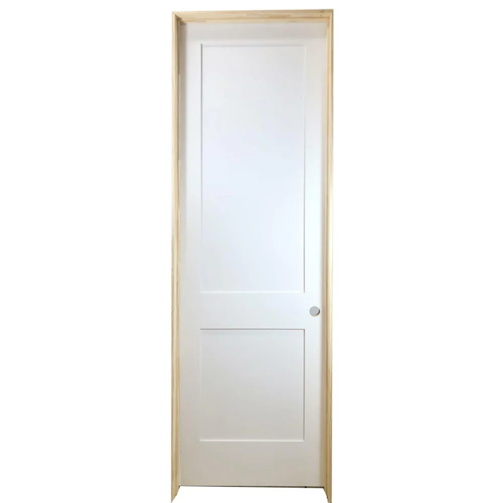 36 in x 96 in White 2-Panel Shaker Solid Core Primed MDF Prehung Interior Door
