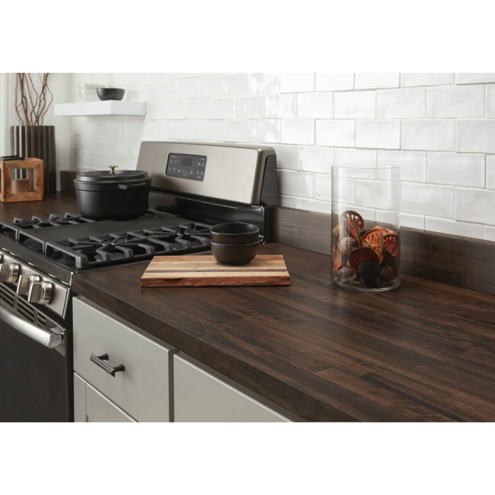 Unfinished Hevea 4 ft. L x 25 in. D x 1.5 in. T Butcher Block Countertop
