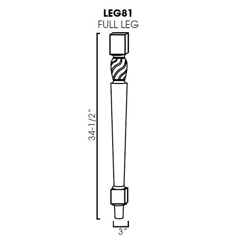 AW-LEG81 ((AW-GW-TW-PW) Full leg 3"Wx3"Dx34-1/2"H )