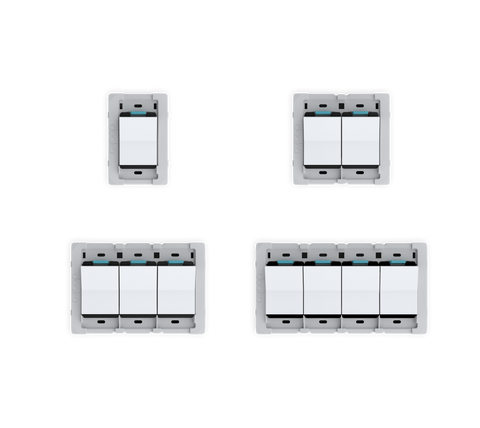 Universal Backplate With Single Pole Simple Rocker Switches