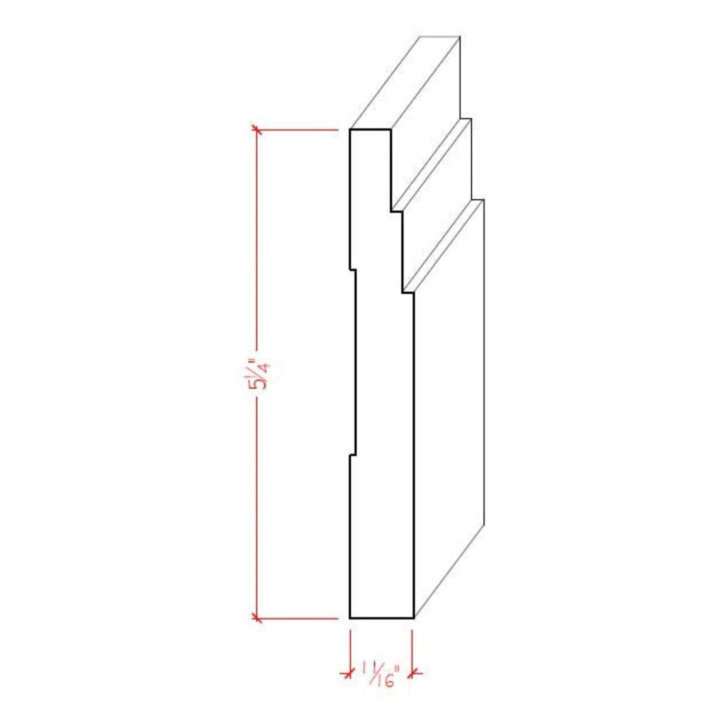 EWBB29 Contemporary Stepped 5-1/4" Tall x 11/16" Baseboard Unfinished