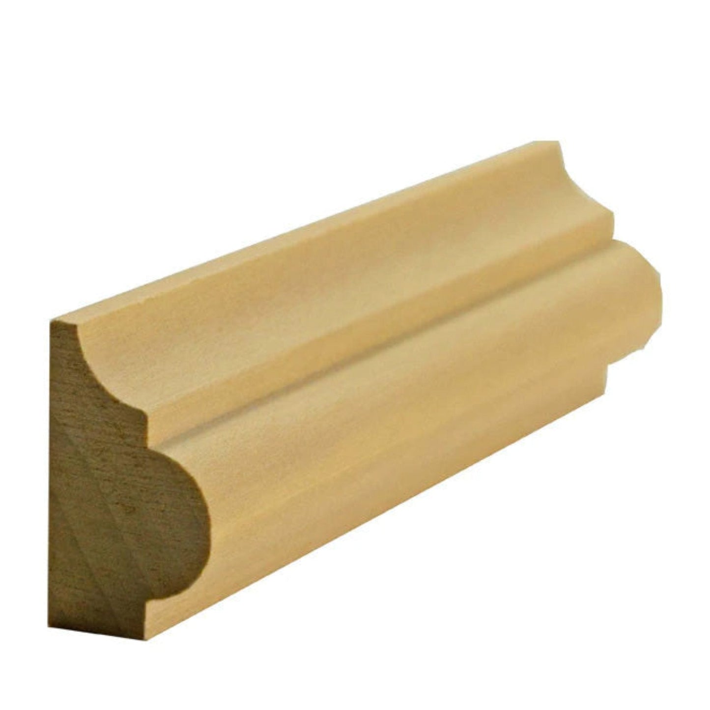 EWBC27 Nose and Cove 1-1/4" Tall x 3/4" Base Cap Moulding. Unfinished