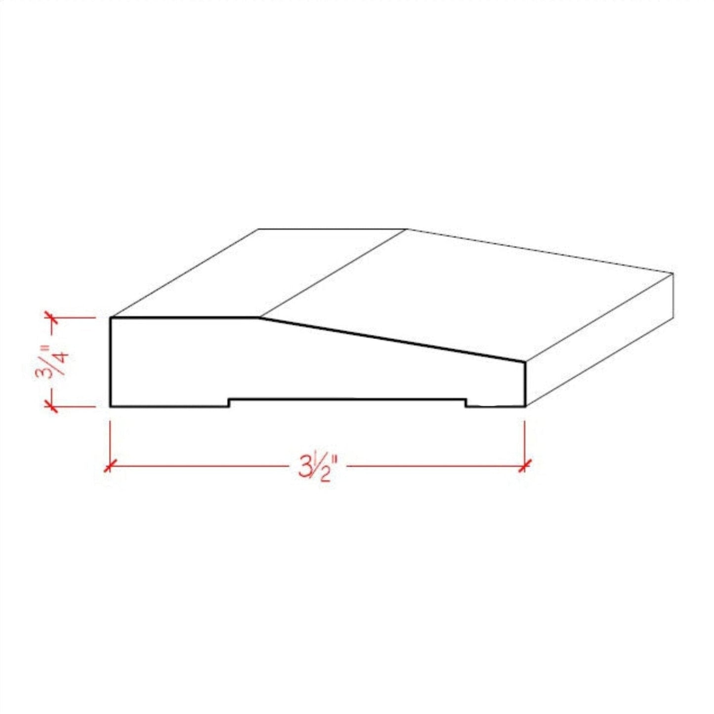 EWCA42 Contemporary 3-1/2" wide x 3/4" Beveled Casing. Unfinished Trim