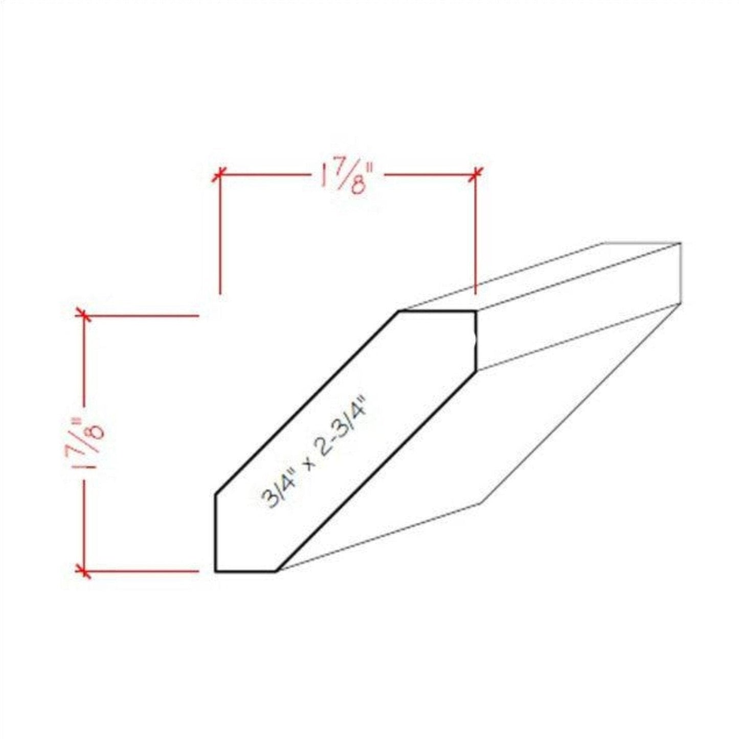 EWCR37 Crown 3/4" x 2-3/4" Unfinished 1-7/8" High x 1-7/8" Deep