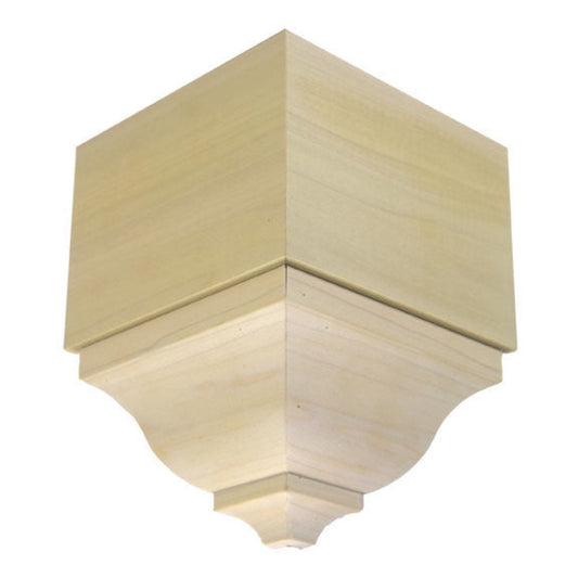 EWCR83 Crown Outside Corner Block 4-1/4" Tall x 3" deep 6" Face Unfinished