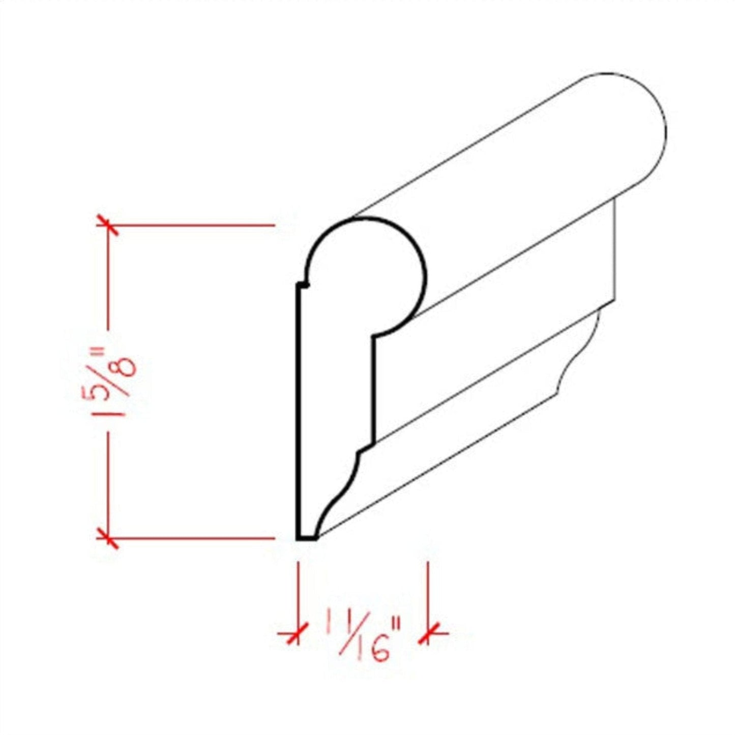 EWPC11 Picture Hanging Rail 1-5/8" Tall x 11/16" Moulding. Unfinished