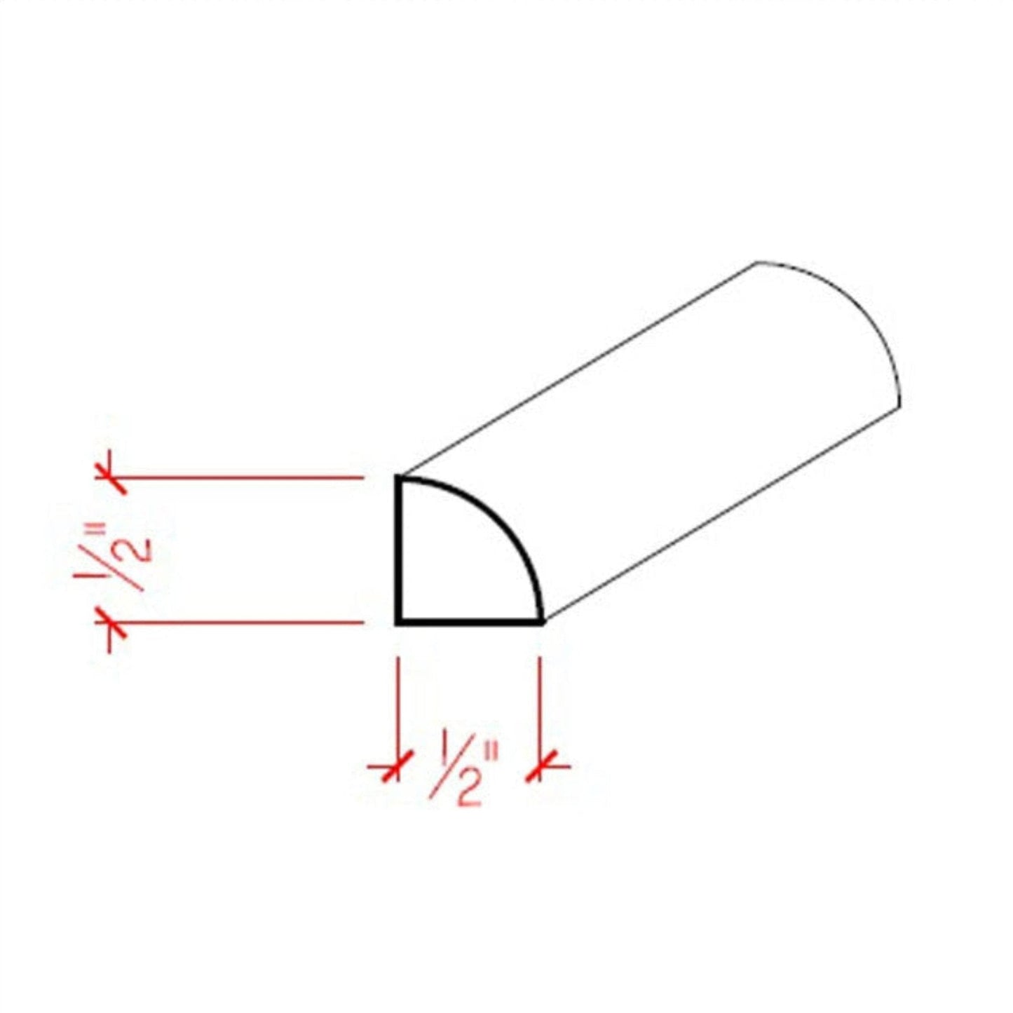 EWQR11 Quarter Round 1/2" x 1/2" Moulding Trim. Unfinished