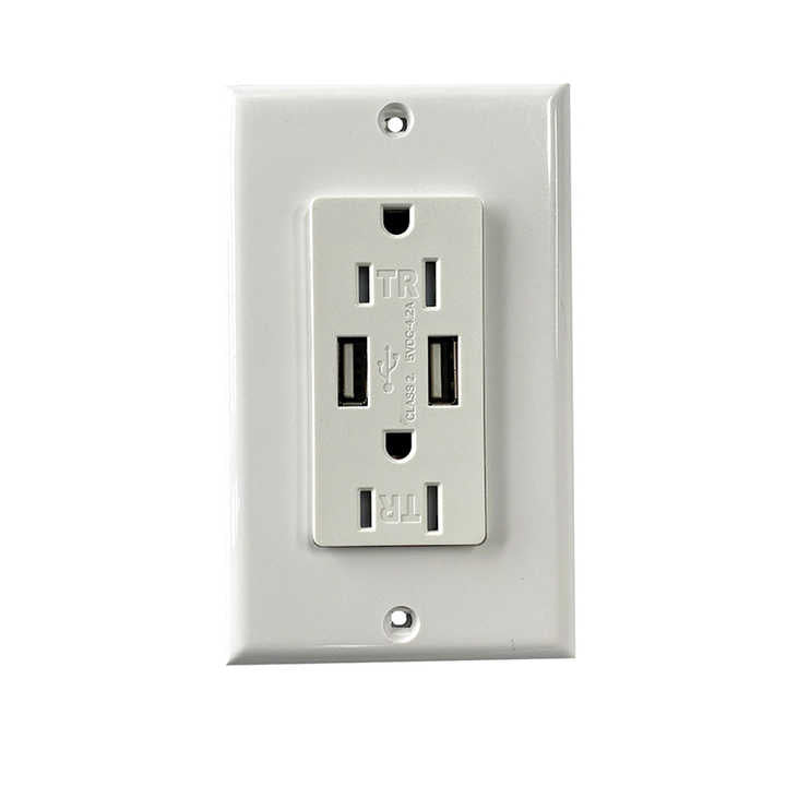 Wholesale Usb Wall Outlet 15A 125V AC Duplex Receptacle Wall Outlt  to Usb Adapter