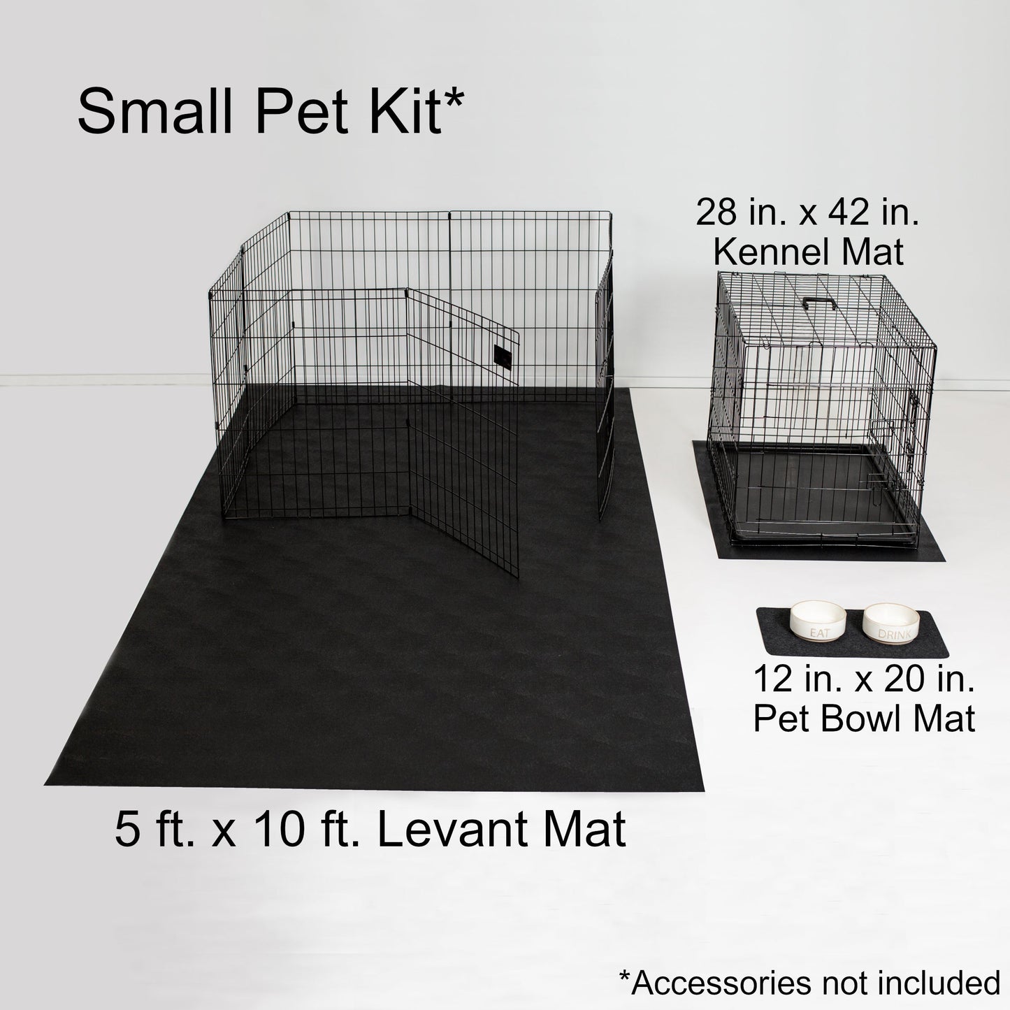 New Pet Parent Kit | 5' x 10' Mat, Kennel Mat, Pet Bowl Mat | G-Floor ® Pet Protective Flooring