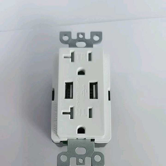 Manufacture  USB Wall Socket Charger  20A Tamper Resistant  Dual Receptacle  2.1Amp USB Output Charger