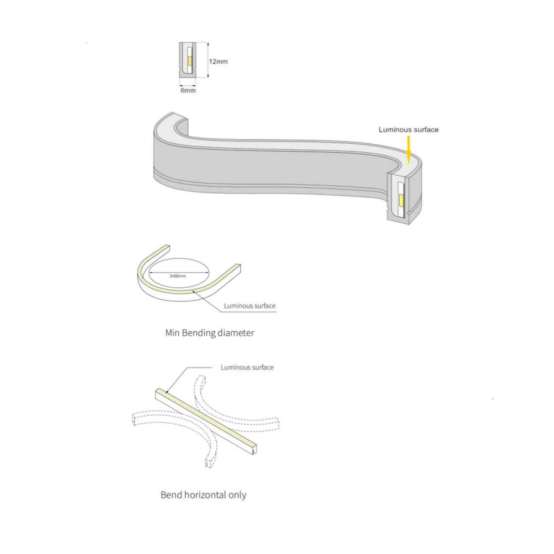 Neon Side Flex 0612 Strip Light 16'-82' 24VDC