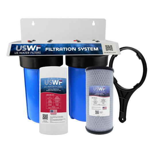 USWF Lead Dual 10" 2-Stage Whole House Filtration System, 1" NPT
