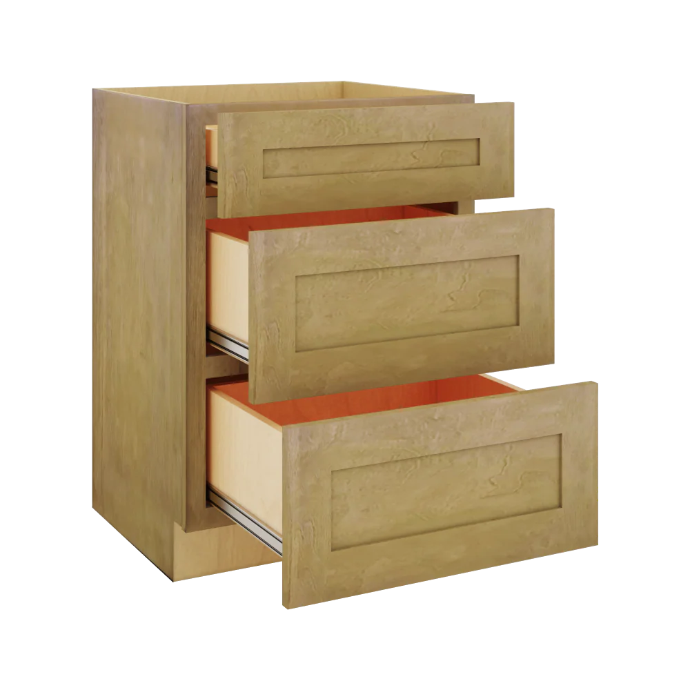 Modernform Cabinet Natural Shaker 24" W X 34 1/2" H X 21" D Vanity Base with 3 Drawers