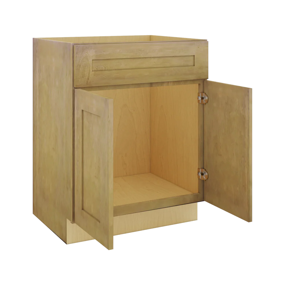 Modernform Cabinet Natural Shaker 27" W X 34 1/2" H X 21" D Sink Base 2 Doors/1 False Front