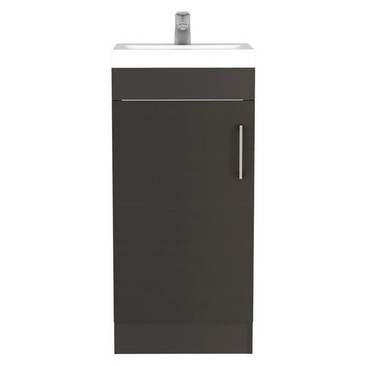 Jozz Bathroom Vanity Sink, Black Wengue and White Finish