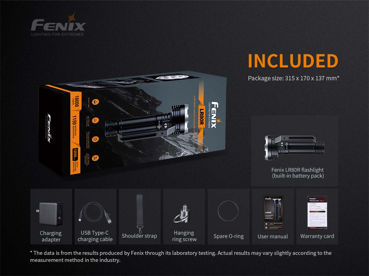 Fenix LR80R Flashlight – 18000 Lumens Spotlight