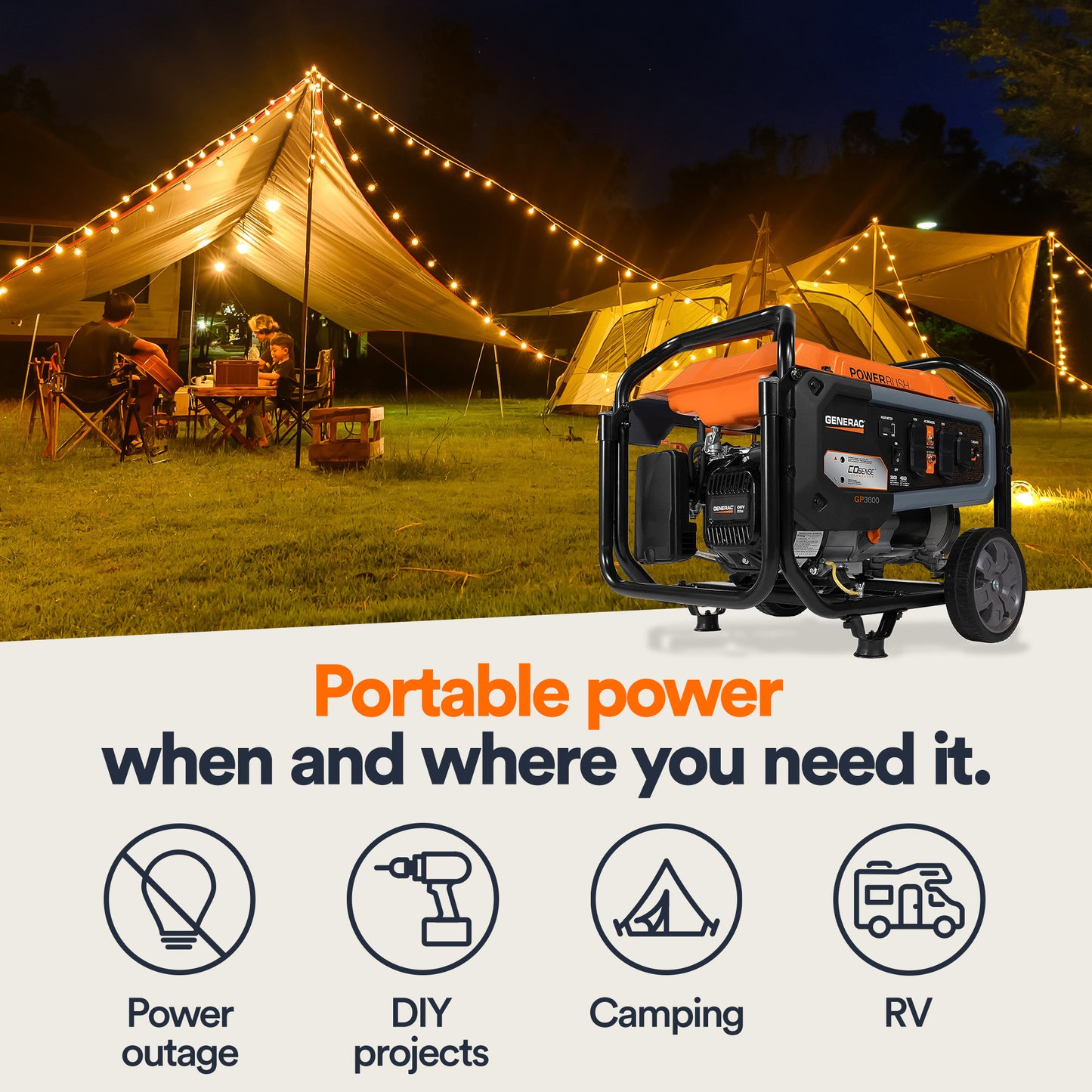 GP3600 3,600-watt Portable Generator With COSENSE® Technology