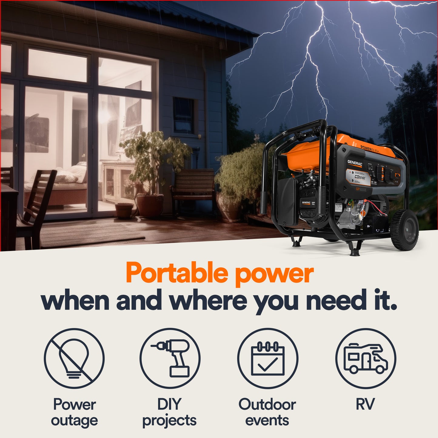 8,000-watt Electric Start Portable Generator With COSENSE® Technology