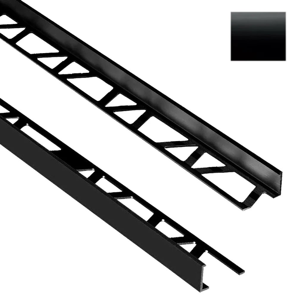 Black Tile Edge 3/8 in. by 8 ft. Aluminum L Angle Edging for Wall or Floor