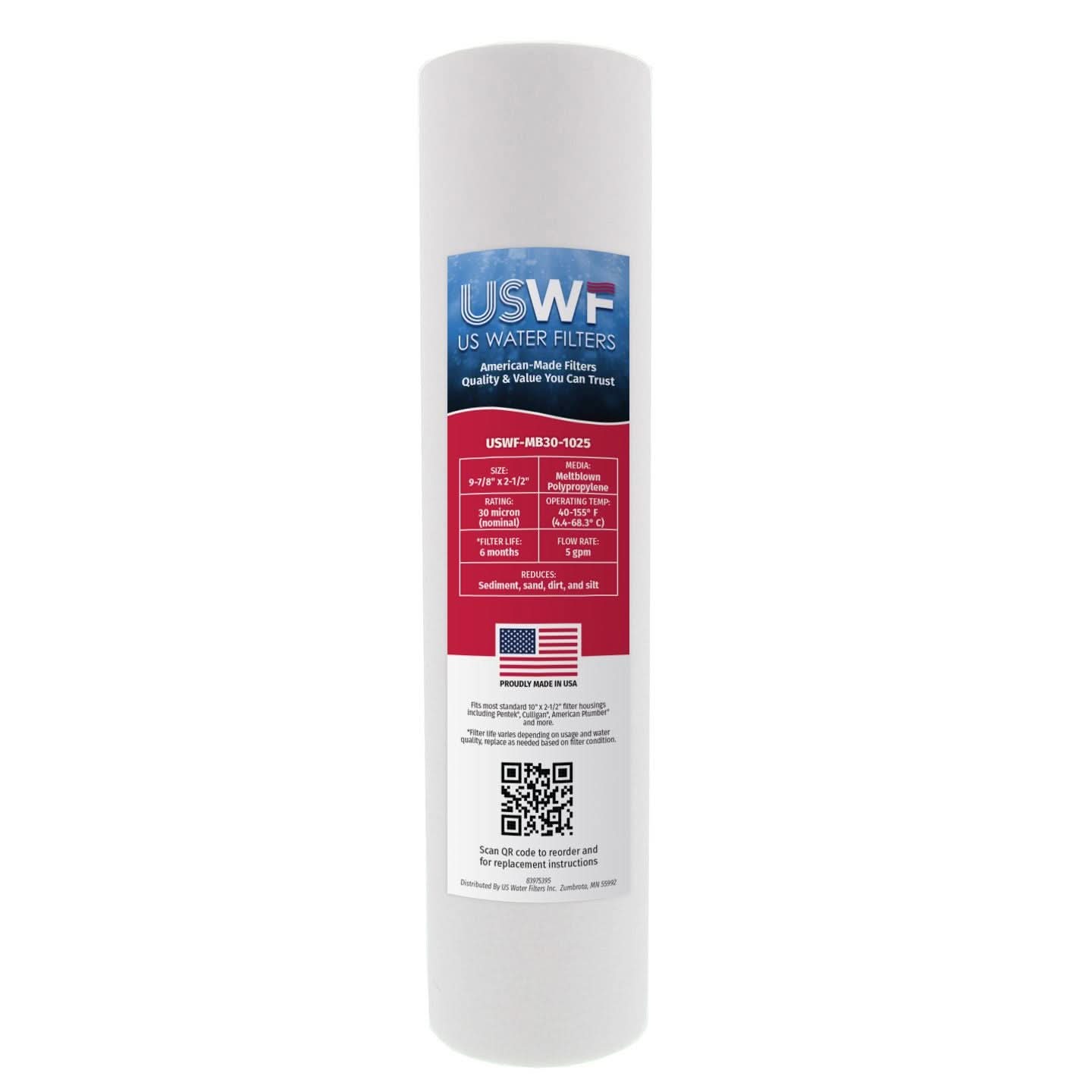 USWF 30 Micron Melt Blown Sediment Filter 10"x2.5"