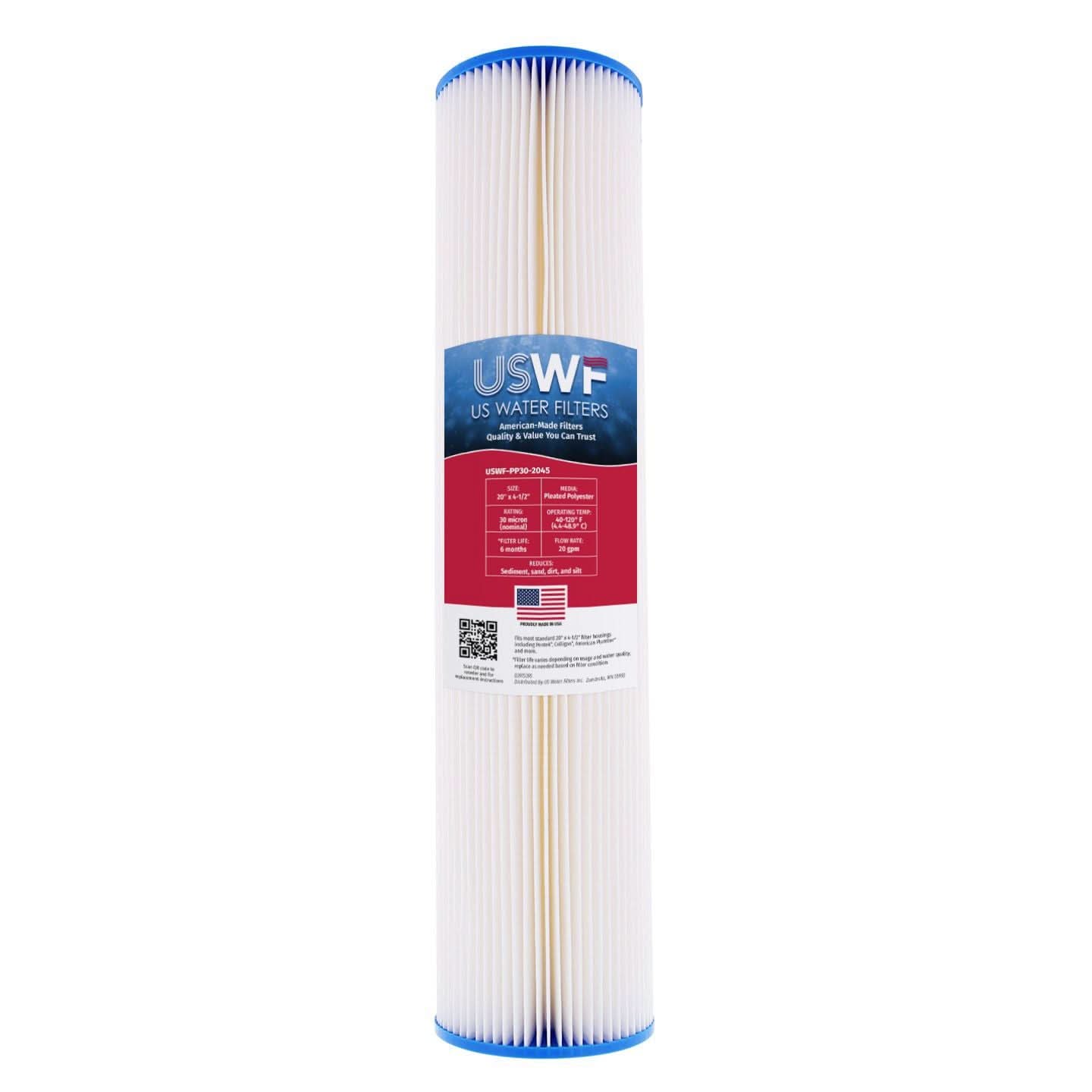 USWF 20" Pleated Polyester Sediment Filter, 30 Micron