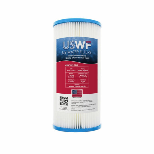USWF 10" x 4.5" Pleated Polyester Sediment Filter, 5 Micron