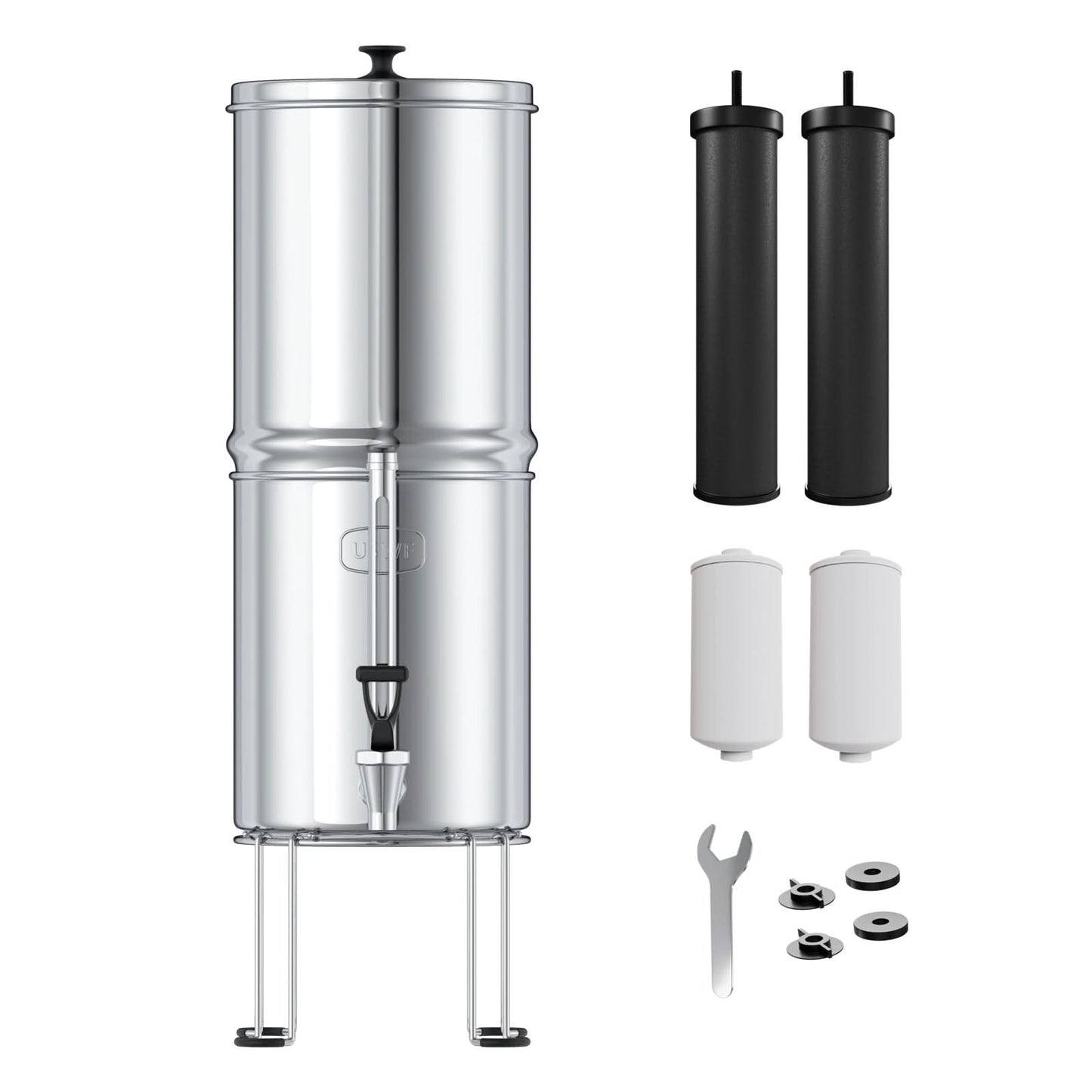 USWF 2.25 Gallon Stainless Steel Gravity Fed Filter System With Fluoride Filtration