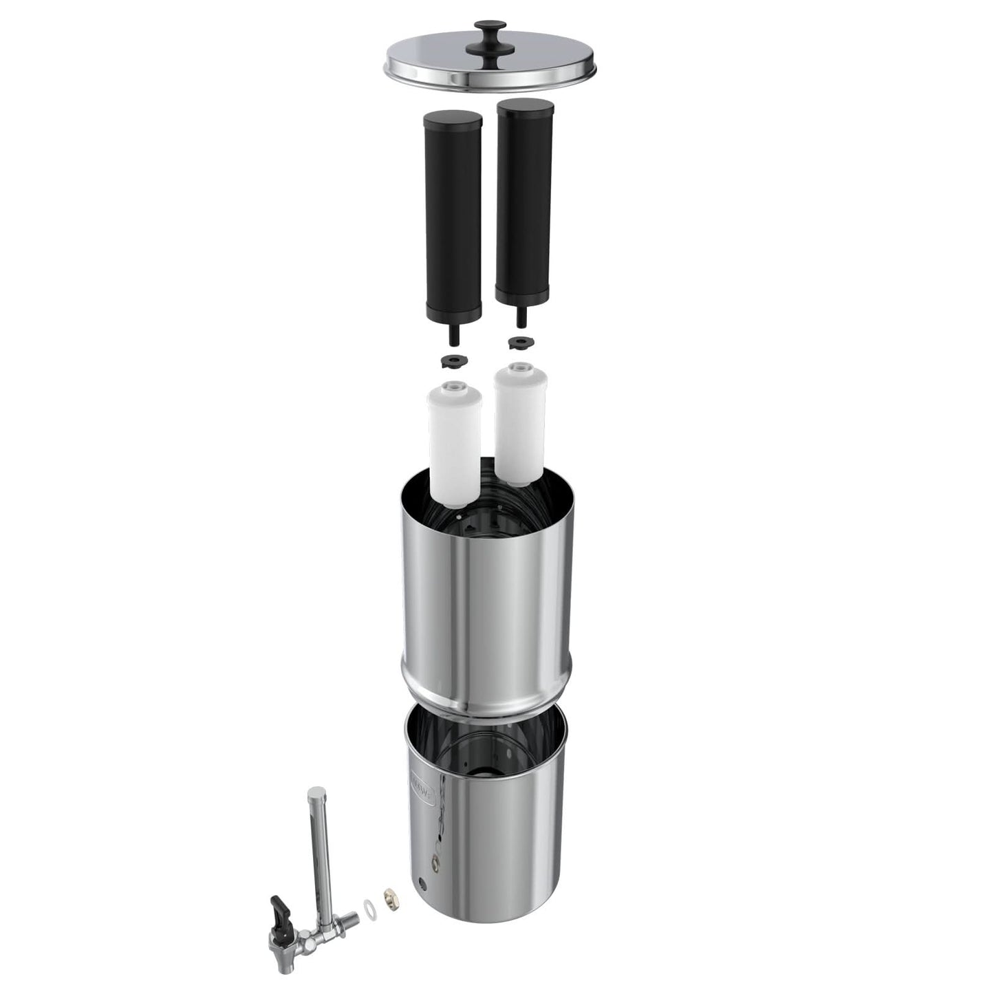 USWF 2.25 Gallon Stainless Steel Gravity Fed Filter System With Fluoride Filtration