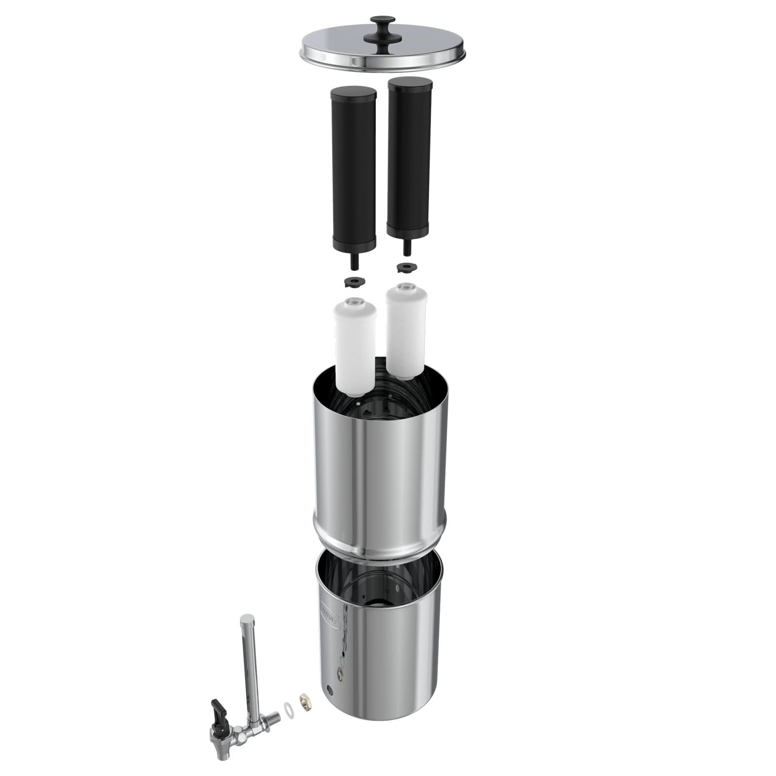 USWF 2.25 Gallon Stainless Steel Gravity Fed Filter System With Fluoride Filtration