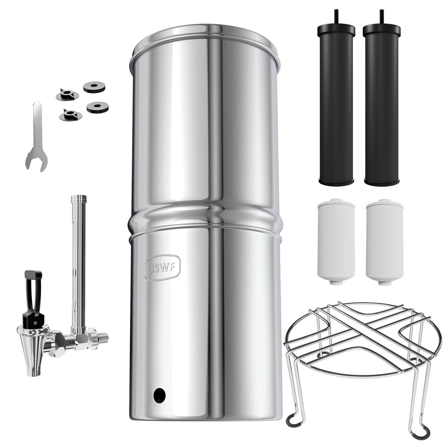 USWF 2.25 Gallon Stainless Steel Gravity Fed Filter System With Fluoride Filtration