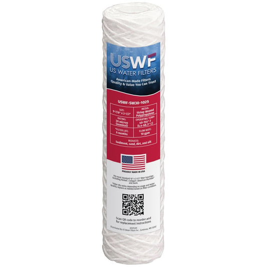 USWF 30 Micron String Wound Sediment Filter, 10"x2.5"